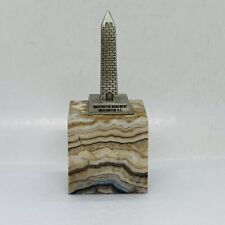 Rare Washington Monument Pewter Statue Agate Stone Paperweight Tabletop Decor 6 picture