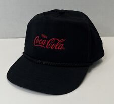 Vintage Coca Cola Snap Back Rope Hat Black And Red Rare Cap picture