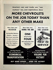 1944 Chevrolet Print Ad War Workers Essential Transportation Patriotic 145 picture