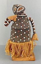 Mid 20th C. Zambia African Ghost Dancer Hand Painted Tribal Burlap Figure  picture
