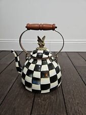 Mackenzie childs tea pot courtly check Butterfly Lid picture