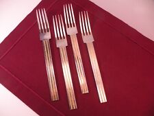 Set Of 4 RETRONEU LAUREN GOLD Dinner Forks stainless gold stripes lines 8 1/8