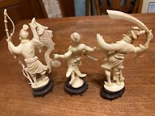 3 Vintage Asian men Figures Made in Italy Resin on Stand 5.5” picture