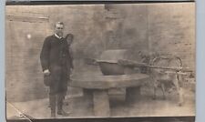 GRINDING GRAIN c1910 real photo postcard rppc mill mule  picture