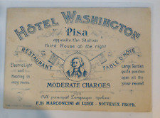 Vintage 1911 Hotel Washington Pisa Italy map card advertise  English/Italian picture