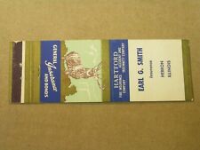 AG91 Matchbook Cover Earl G Smith Hartford Insurance Hebron IL Illinois picture