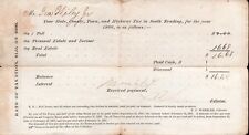 Vintage 1866 Hand Signed Tax Receipt - Reading Massachusetts picture