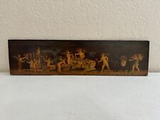 Vintage Interesting Inlaid wood & Painted Panel w/ Cherubs & Flowers Decoration picture