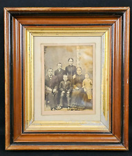 Antique Family Photo Framed Sepia Photograph Dated 1879 Family Names On Back picture