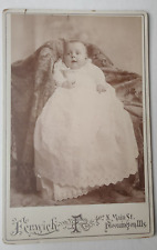 Vintage Cabinet Card Baby in White Gown by Fenwick in Bloomington, Illinois picture