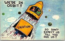 1965 Space Racket Ride Reaching The Orbit Comical Vacation Posted Postcard picture