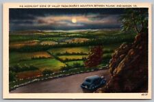 Moonlight Valley Drapers Mountain Pulaski Marion Virginia Linen VTG UNP Postcard picture