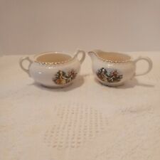 The Harker Pottery Company Courting Couple Creamer And Sugar Set 22k Gold... picture