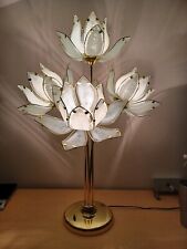 Vintage MCM 80's  Hollywood Regency 4 Golden  Lotus  lamp 3 Feet Tall. COMPLETE  picture