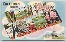 Greetings From West Virginia Large Letter Cow State Capital Postcard picture