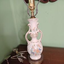  Porcelain White  floral Boudoir Portable Electric Lamp with Metal Base  picture