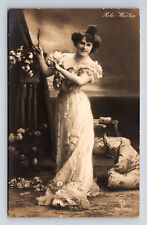 1906 RPPC German Opera Singer Reta Walter Flowered Dress Gerlach Studio Postcard picture