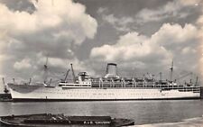 SS CHUSAN IN HARBOR ~ P & O SHIP LINE, REAL PHOTO PC ~ used 1954 picture