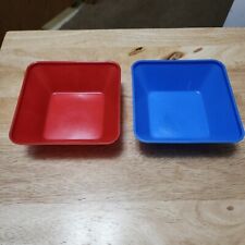 Vintage 1960's Cap'n Crunch Square Promotional Plastic Bowls, 1 ea. Red and Blue picture