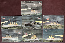 7-US Warships Pre-WW 1 Naval Cover Theochrom Series 1081, German Print, No Comp picture