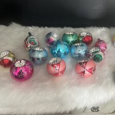 Lot Of 13 Mercury Glass Ornaments Glitter beautifully detailed picture