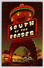 1970s~i95~South of The Border Neon Sign at Night~SC~South Carolina VTG Postcard picture
