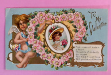 Antique Vintage Embossed Victorian Valentine's Day Post Card Dated 1910 picture