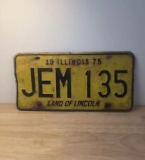 Illinois 1975 yellow license plate JEM 135 picture