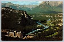 Alberta Banff Springs Hotel Banff National Park Vtg Postcard Aerial View Unused picture