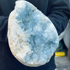 7.2lb Large Natural Blue Celestite Crystal Geode Quartz Cluster Mineral Specime picture