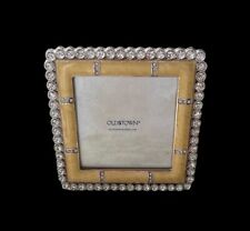 Old Town Bejeweled Enameled Metal Picture Frame  Rhinestones 3” Photo Squared picture