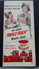 Libby's Tomato Juice Vintage Print Ad Ephemera 
