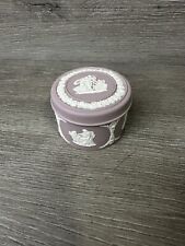 Wedgwood Jasparware Lavender Lilac Round Trinket Pill Box White Relief Classical picture