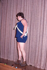 CHUBBY YOUNG MAN DRESSED LIKE A WOMAN, 1970's CROSS DRESSING PHOTO SLIDE picture