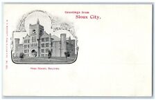 c1900's Greetings From Sioux City Iowa IA, High School Building Antique Postcard picture