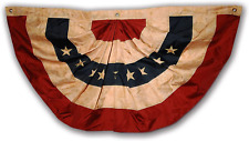 Morigins 48X25 Inch Tea Stained Antique US American Flag Bunting Half Fan Fully  picture