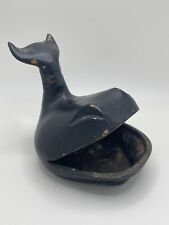 Whale Cast Iron Ashtray Paperweight MCM Nautical Black Gold  4.5 x 3.5” picture