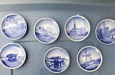 Vintage Royal Copenhagen Denmark Blue Mini Plates Set 7  picture