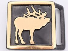 Valleau Studios Elk Solid Brass Vintage Belt Buckle picture