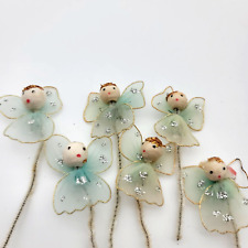 Vintage 1950's Ornament Decoration Tulle Chenille Pipe Cleaner Christmas Angels picture