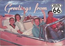Route 66 Fun Times Family In Pink Cadillac Greetings Postcard picture
