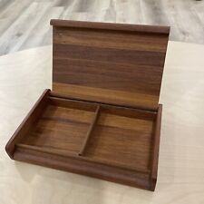 VINTAGE KALMAR Small Wooden Teak Desk Trinket Storage Box picture