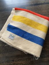 Vintage Orrlaskan Three Point 100% Striped Wool Blanket MCM Pendleton Hudson Bay picture