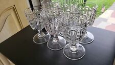 RARE Vintage Set of 6 19th Century Hairpin/Thumbprint Flint Glass Goblets picture