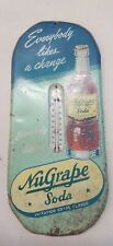 Authentic Vintage 1940s/1950s Nu Grape Soda Metal Sign Thermometer Rare picture