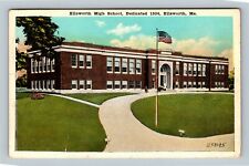 Ellsworth ME, 1924 High School Building Maine c1946 Vintage Souvenir Postcard picture