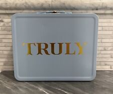 Truly Beauty Large Tin Lunch Box Skincare Makeup Case Storage Carrier Blue picture