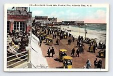 WB Postcard Atlantic City NJ New Jersey Boardwask Cantral Pier Push Carts picture