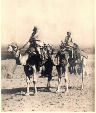 c1910 CAIRO EGYPT CAMEL DRIVERS IN DESERT PHOTO RPPC POSTCARD P504 picture