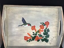 Lightweight Wooden Tray Hummingbird Trumpet Flower Painted picture